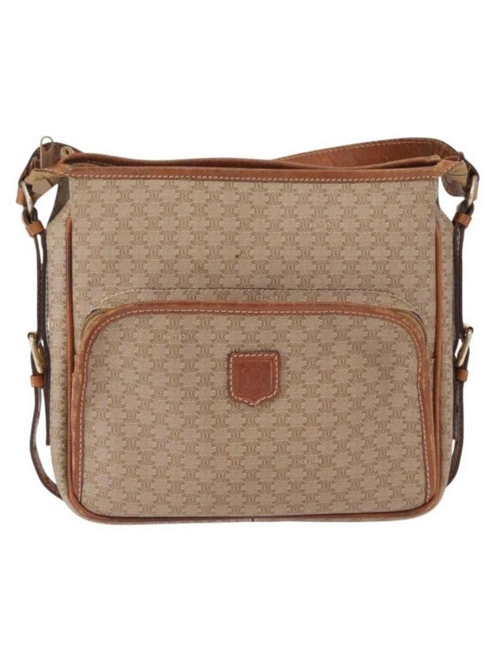 Authentic CELINE Macadam Canvas Shoulder Bag PVC Beige Gold - Picture 9 of 16